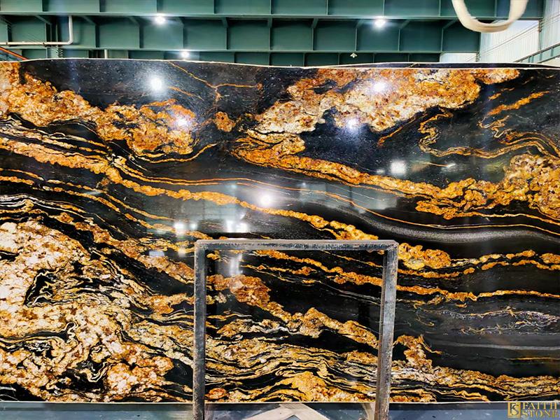 titanium gold black granite