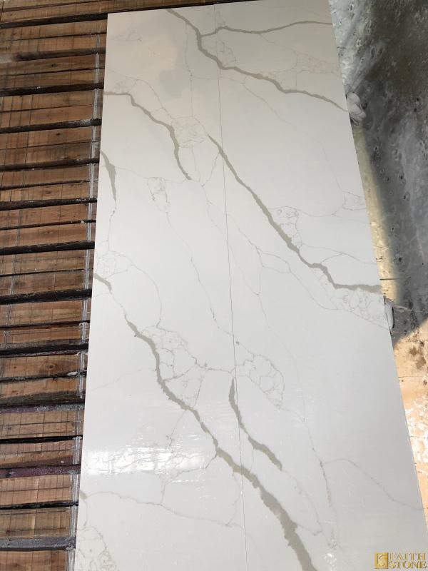 calacatta white quartz slab