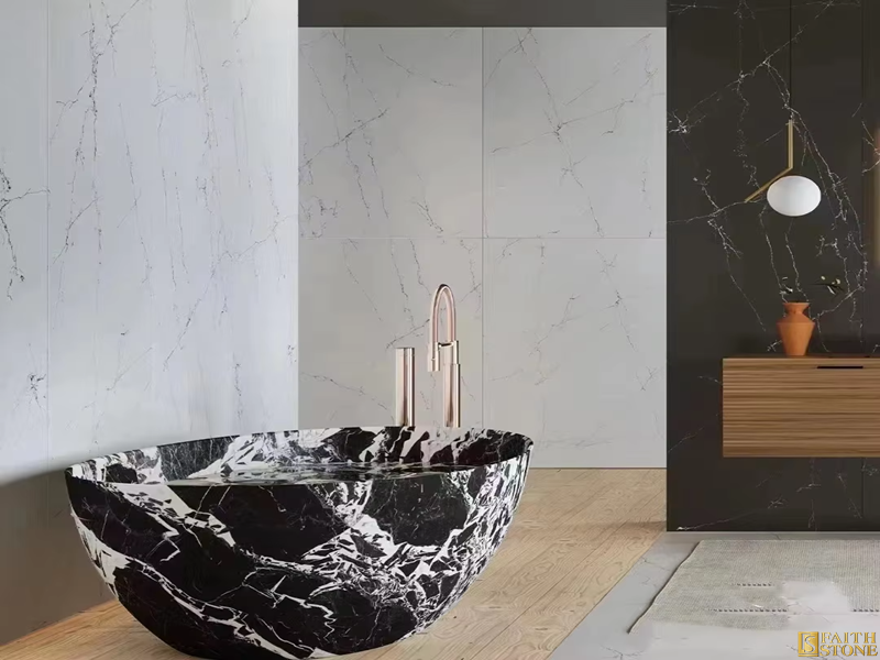 Luxury Calacatta Black Marble Slabs